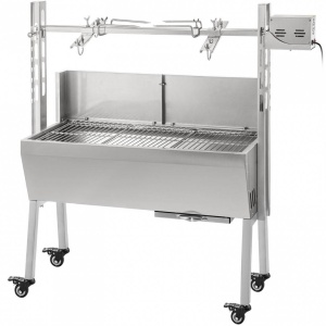 Gratar pe carbune cu capac si rotisor electric 25W, Vivatechnix Inox, Roti blocabile, inaltime de gatit reglabila, cu deflector - Img 4
