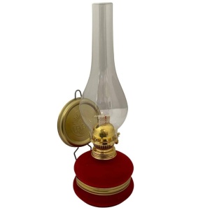 Lampa cu gaz lampant Vivatechnix Classic TR-1002R, rezervor sticla cu catifea, oglinda metal, Rosu - Img 1