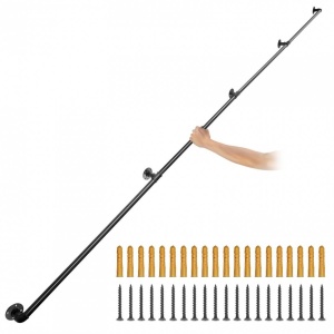 Mana curenta pentru scari, otel, Vivatechnix Negru Mat, lungime 3.6 m, diametru teava 32 mm - Img 1