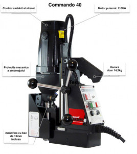 Masina de gaurit cu talpa magnetica 40mm, 1100W Rotabroach-Commando-40 - Img 2