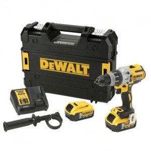 Masina de gaurit si insurubat cu percutie, cu acumulatori Dewalt DCD996P2, 18V/5.0Ah, cuplu maxim 95 Nm, 2 acumulatori, incarcator, valiza de transport - Img 1