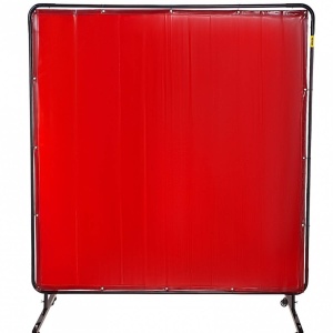 Paravan sudura impotriva scanteilor Vevor 183x183 cm, cadru otel, 4 roti, rosie - Img 2