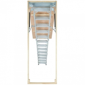 Scara pentru mansarda, Vivatechnix 12 trepte, Aluminiu/Lemn, max 160 kg, brat amortizare hidraulic - Img 3