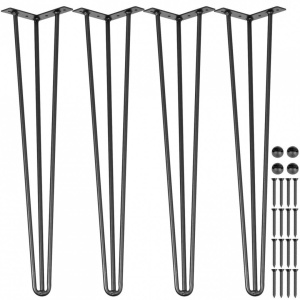 Set 4 picioare pentru mese Krodesign Otel, Negru, Inaltime 91.5 cm, protectie cauciuc - Img 2