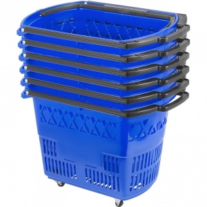 Set 6 cosuri de cumparaturi, Vivatechnix, capacitate 34 kg, Albastru, 4 roti pivotante, 46.5 x 28 x 33 cm - Img 1