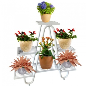 Suport pentru flori Vivatechnix VMD-1065, Alb, 81x22x77 cm, 5 polite - Img 2