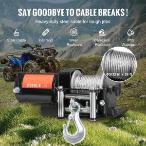 Troliu electric 12V, capacitate 907 kg, Lungime cablu 12 m, Telecomanda cu fir, IP55, pentru barci, ATV, Remorci - Img 3