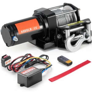 Troliu electric 12V DC, 1.3 CP, capacitate 1814 kg, cablu 12 m, Telecomanda WiFi si cu fir, IP55, pentru ATV - Img 1