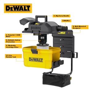 Aspirator Dewalt Garage 23L, cu telecomandă, 1100 W, furtun 6.1 m/48 mm, 37.8 l/s - Img 4