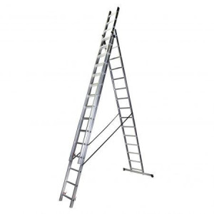 Bisonte Scara tripla 15 trepte, 4.13 m aluminiu STR315 (BT1006308) - Img 1