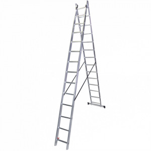 Bisonte STR214 Scara dubla aluminiu, 2Ã—14 trepte, 386 cm (Bt1006301) - Img 1