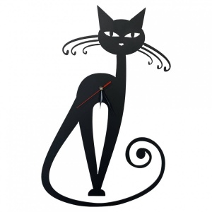 Ceas de perete, metalic, Krodesign Black Cat-1, diametru 60 cm - Img 1