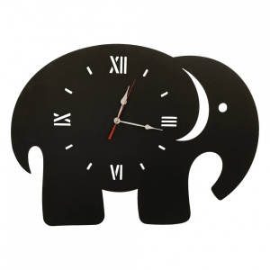 Ceas de perete metalic Krodesign Elephant, diametru 70 cm, negru - Img 1