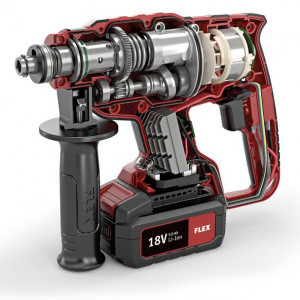 Ciocan rotopercutor Flex CHE 18.0-EC/5.0 SET, SDS Plus, 18 V, 5.0 Ah, Li-Ion, 1.7 J, 0-1400 rpm - Img 3