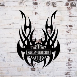 Decoratiune metalica de perete Krodesign KRO-1059, Harley Davidson II, diametru 60 cm, grosime 1.5 mm - Img 4