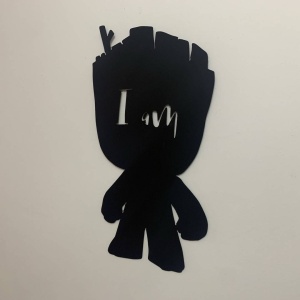 Decoratiune perete Krodesign Baby Groot, metal, negru, Inaltime 52 cm - Img 2