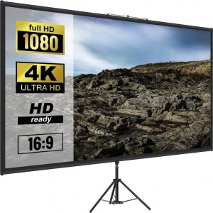Ecran de proiectie cu trepied 70 inch, 4K Ultra HD, portabil, 16:9, Material anti-lumina, Ecran lavabil - Img 1