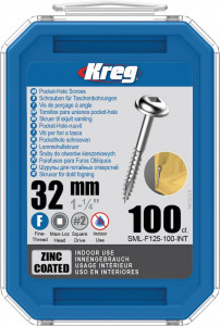 Holtsuruburi KREG Pocket-Hole, zincate, 32mm, filet fin, cap bombat, Maxi-Loc, 100 bucati - Img 1