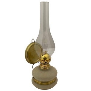 Lampa cu gaz lampant Vivatechnix Classic TR-1002A, rezervor sticla cu catifea, oglinda metal, Bej - Img 1