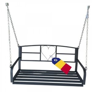 Leagan metalic cu lant pentru gradina Vivatechnix VMD-1050, Negru, 120x55x52cm, 2 locuri - Img 4