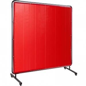 Paravan sudura impotriva scanteilor Vevor 183x183 cm, cadru otel, 4 roti, rosie - Img 1