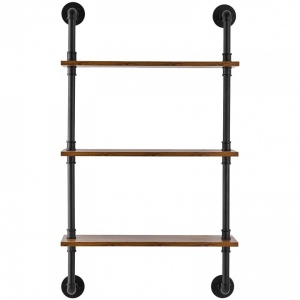 Raft metalic cu 3 x polite incluse din lemn, Vivatechnix Industrial, 630 x 205 x 1065 mm - Img 4