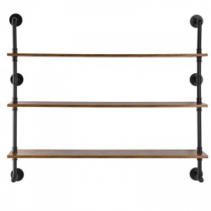 Raft metalic cu 3 x polite incluse din lemn, Vivatechnix Industrial, 1230 x 255 x 1075 mm - Img 3