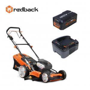 Redback Pachet EA156V+EA30+EC440 Masina de tuns gazon acumulatori 120V, 520mm, 60L, autopropulsie, acumulator 120V/3Ah, incarcator 120V/3.5A - Img 1