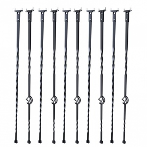 Set 10 stalpi balustrade cu cos si spiralate, 13 x 13 x 1122mm, Negru mat, accesorii prindere - Img 2