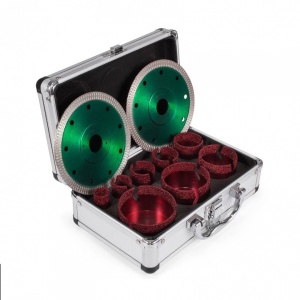 Set 8 carote diamantate pentru gresie Vevor M14, diametre 20/25/32/35/40/50/60/68 mm, 2 x discuri - Img 2