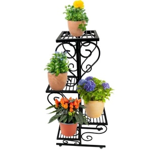 Suport pentru flori Vivatechnix VMD-1074, Negru, 50x22x105 cm, picioare reglabile - Img 4