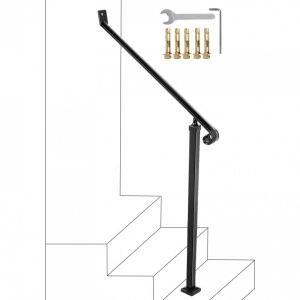 Balustrada fier forjat, 2-3 trepte Vivatechnix Negru Mat, Inaltime 159.6 cm, lungime 76.5 cm, pozitii reglabile - Img 4