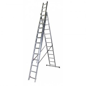 Bisonte Scara tripla 13 trepte, 3.59 m aluminiu STR313 (BT1006307) - Img 1