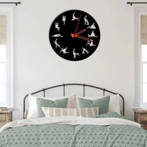 Ceas de perete metalic Krodesign Kamasutra, diametru 50 cm, negru - Img 3
