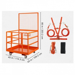 Cusca de siguranta pentru stivuitor Vivatechnix max 635 kg, 4 roti, Otel, 114.3 x 109.2 x 203.2 cm - Img 4