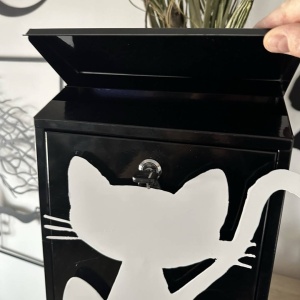 Cutie postala Vivatechnix Cat KRO-1234, otel, 400x250x100mm, Negru/Alb, 2 chei - Img 4