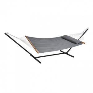 Hamac cu suport otel si perna, Vivatechnix, matlasat, pentru 2 persoane, max 217 kg, 3760 x 987 x 1050 mm, Gri - Img 2