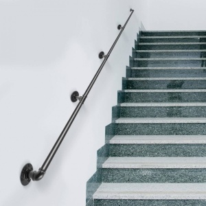 Mana curenta pentru scari, otel, Vivatechnix Negru Mat, lungime 3.6 m, diametru teava 32 mm - Img 3