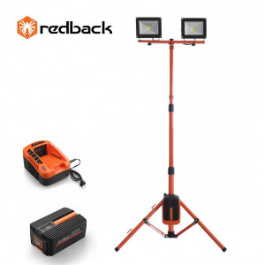 Redback Pachet ED40+EP40+EC20 Stand proiectoare LED, 2x20W, acumulator 40V/4Ah, incarcator 40V/2A - Img 2