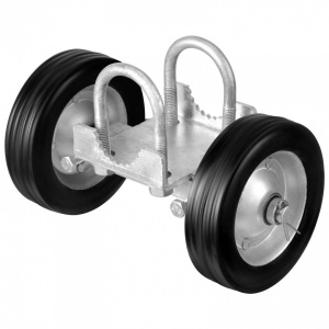 Roti cauciuc cu suport pentru porti culisante, Otel, max 300 kg, 146×270 mm, Diametrul exterior al tevii compatibil 32-50 mm - Img 1