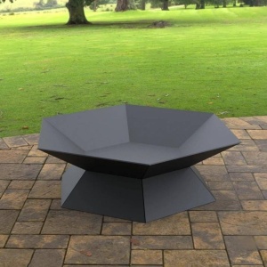 Vatra pentru terasa/gradina, Hexagon Fire Pit KRO-1072, Otel, Negru, diametru 870 mm, grosime 3 mm - Img 2