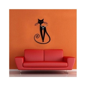Ceas de perete, metalic, Krodesign Black Cat-1, diametru 60 cm - Img 2