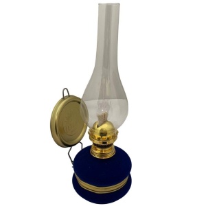 Lampa cu gaz lampant Vivatechnix Classic TR-1002Blue, rezervor sticla cu catifea, oglinda metal, Albastru - Img 1