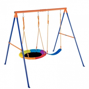 Leagan pentru copii, cadru otel A, max 200 kg, demontabil si portabil, 1800H x 2160 x 1850 mm - Img 2