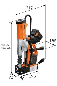 MAȘINĂ DE GĂURIT UNIVERSALĂ CU CAROTĂ CU STAND ELECTROMAGNETIC, CU ACUMULATOR DE PÂNĂ LA 35 MM - Img 2
