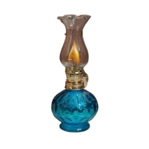 Mini Lampa cu gaz Vivatechnix Kutulu TR-1012A, inaltime 20 cm, Albastru, abajur de sticla - Img 1