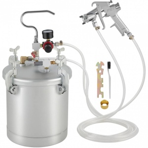 Pistol de vopsit cu rezervor sub presiune, Capacitate 10 l, 4 Bar, duza 3 mm, 170-250 l/min, Manometru - Img 1