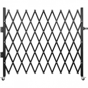 Poarta pliabila acordeon, Vivatechnix Otel, Negru, 2 x roti, Latime extinsa 2159 mm, Inaltime 2159 mm - Img 1