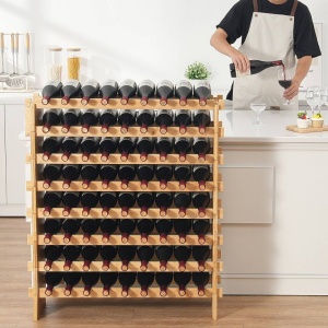 Raft pentru 72 de sticle de vin, Vivatechnix Modular, 898 x 250 x 1035 mm, Lemn bambus - Img 4