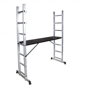 Schela cu scara dubla aluminiu Bisonte, H=1.96 m STR0507 - Img 1